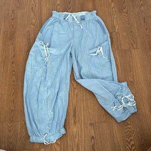 Free People Light Blue Striped Pants